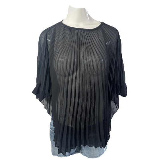 RENEE C MADE IN USA sheer pleated top IN SIZE MEDIUM - Picture 2 of 7